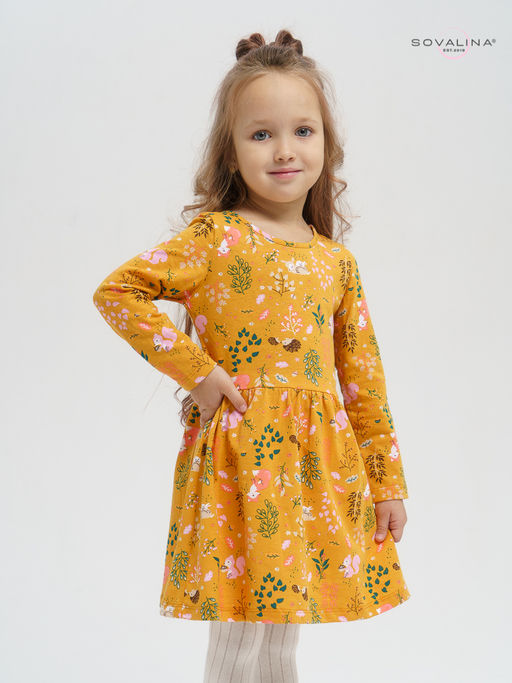 Платье Эля ежики на горчице - Sovalina фото 3