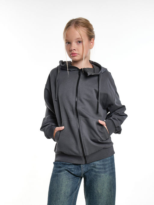 Толстовка на молнии с капюшоном 22-7653 хаки - Mini maxi фото 21