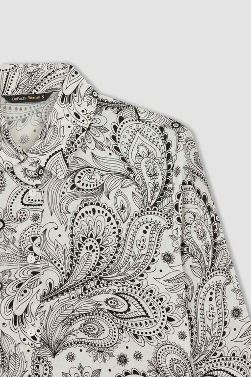 Туника свободного кроя с рубашечным воротником и длинными рукавами - Defacto фото 8