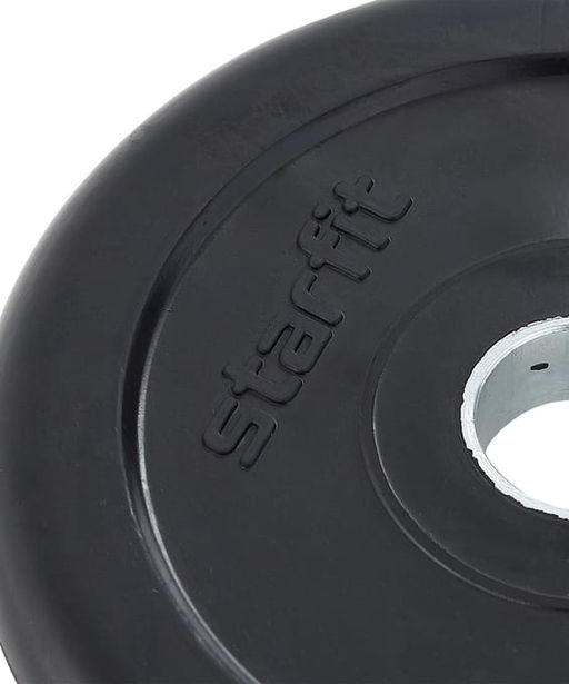 Диск обрезиненный STARFIT BB-202 1,25 кг, d=26 мм, стальная втулка, черный  фото 3