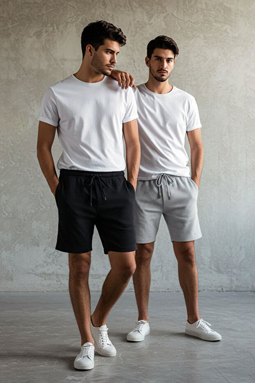 2li Paket Siyah-Gri Regular/Normal Kesim Dokulu Kordonlu _ort & Bermuda TMNSS23SR00076 - Trendyolmilla фото 2