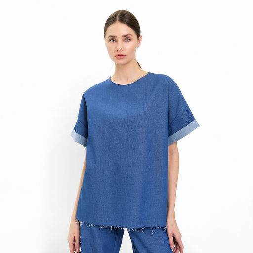 Футболка оверсайз женская MINAKU: Jeans Collection, электрик, размер 50