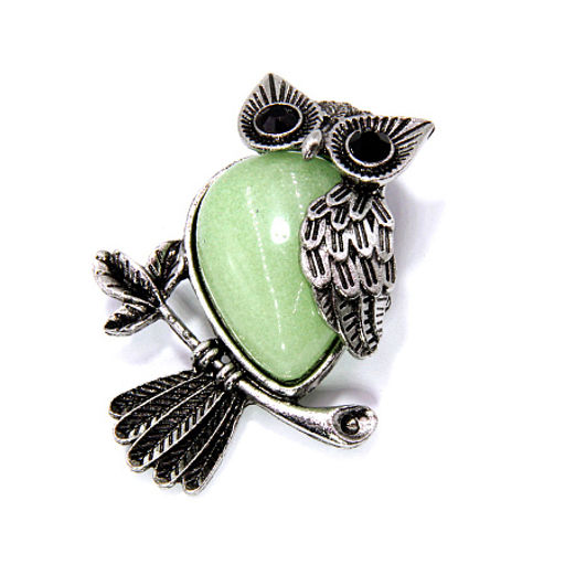 Брошь Сова с камнем Фосфор притягивает удачу 3,5х4,5см