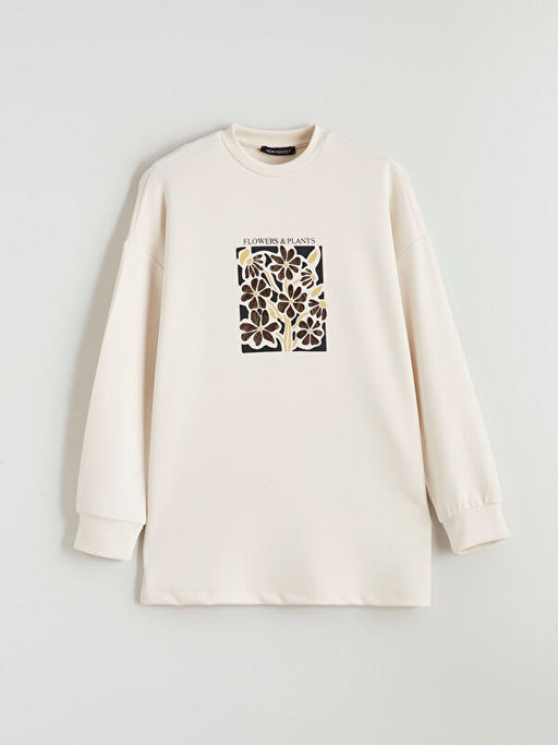 Bisiklet Yaka Oversize Kad?n Sweatshirt Tunik