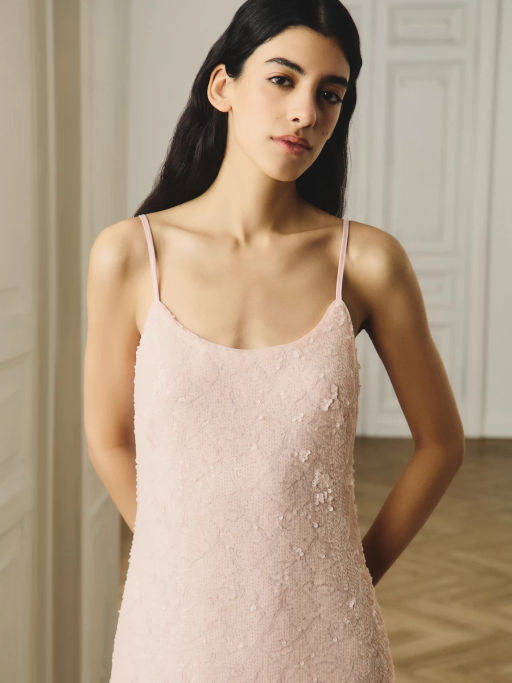 Двуслойное платье миди с пайетками / Zarina