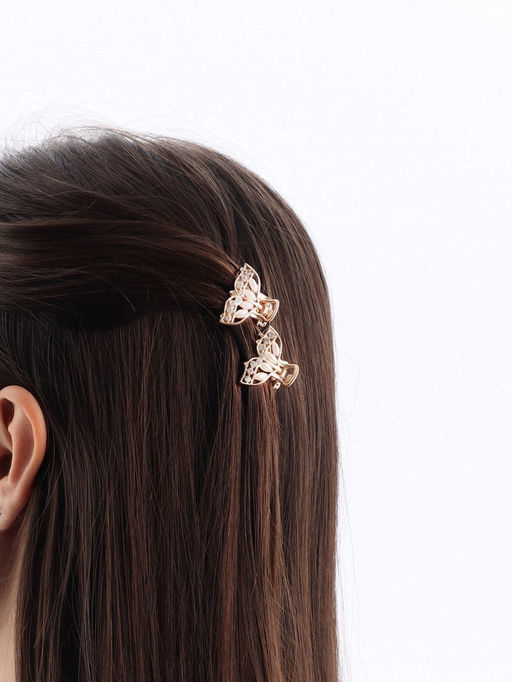 Цена за 6 шт. Крабик для волос «Лола», бабочка, 2.5 см, золото