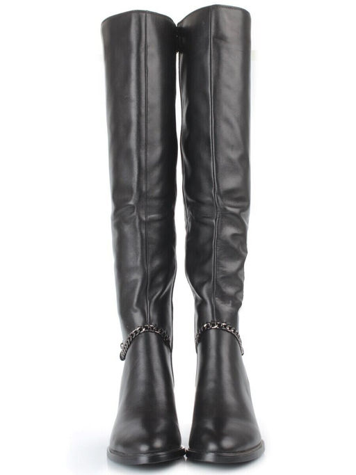 D8H098-07B-1BM BLACK Сапоги демисезонные женские (натуральная кожа, натуральная байка)