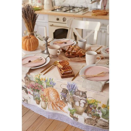 Скатерть Этель Уютные коты180х147 см, 100% хлопок, саржа 190 г/м2  фото 2