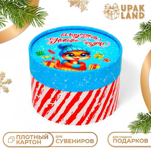 Коробка подарочная новогодняя «Змейка» завальцованная, упаковка, 13×8.5 см