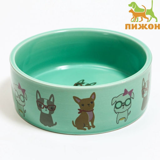 Миска керамическая Важный пес 250 мл - 11.511.55 см, зелёная - Пижон фото 2