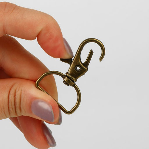 Цена за 2 шт. Карабин металлический, 39×24 мм / 20×1.5 мм, 6 шт., цвет бронзовый