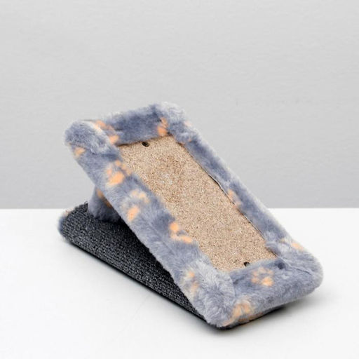 Когтеточка Горка мини-версия, 29 х 14 х 14 см, ковролин, серая с лапками - Пижон фото 7