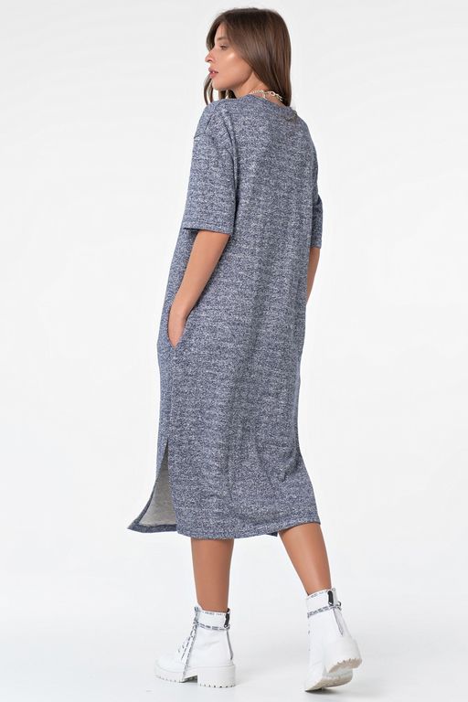 Платье миди из футера серый меланж - Fly фото 6
