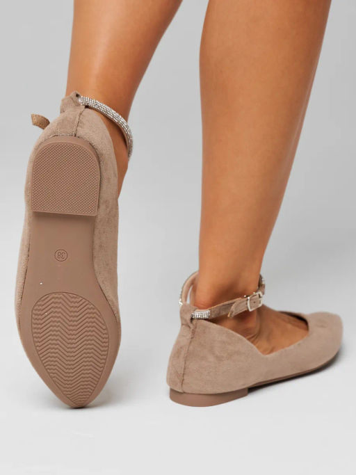 Балетки жен., бежевые, рем, э/з