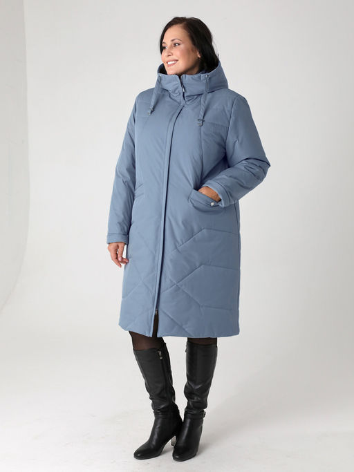 24418 Пальто серо-голубой - Dizzyway фото 2