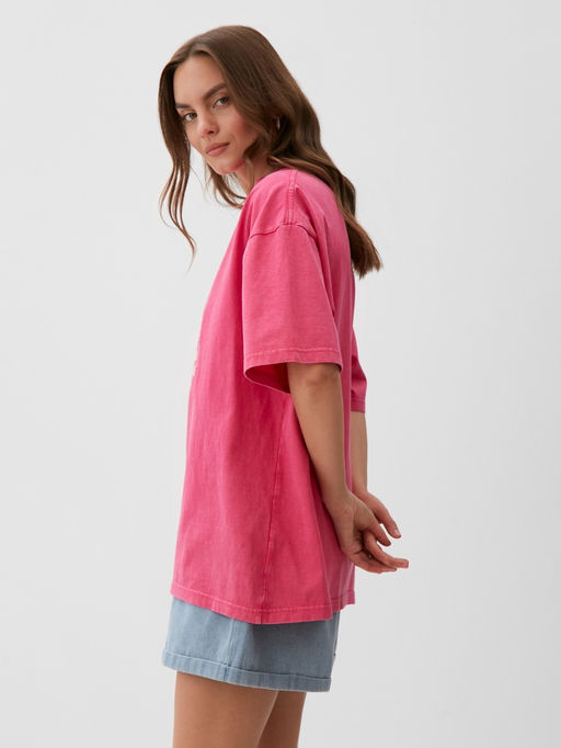 Футболка женская из вареного хлопка MIST Streetwear, розовая, размер 44 (M)