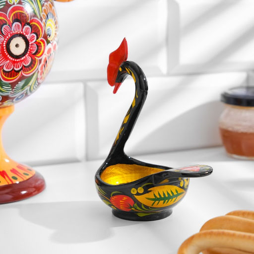 Конфетница дерево «Лебедь»,14×11×7 см, хохлома