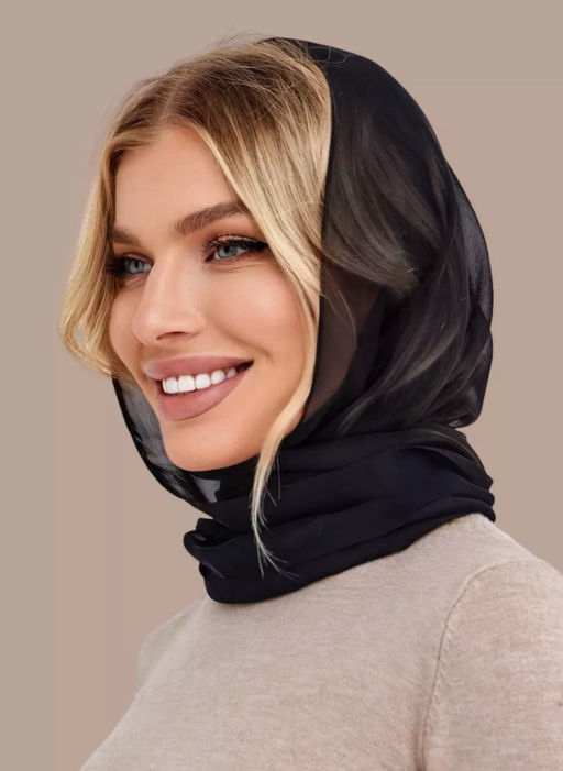 K13591 Платок 50/160 шифон ЧЕРНЫЙ