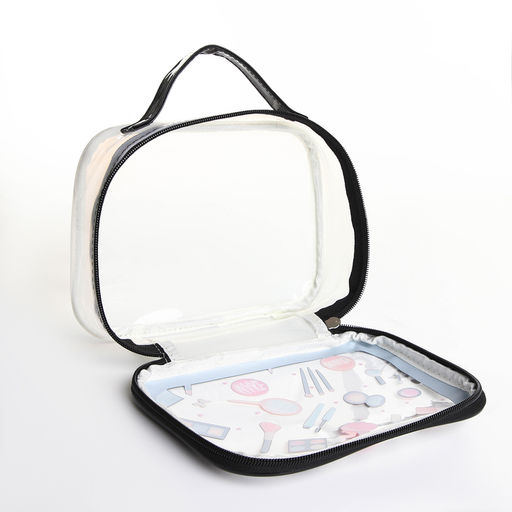 Косметичка на молнии, цвет чёрный/прозрачный