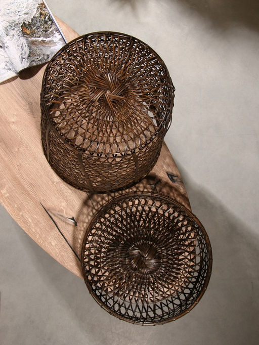 Корзина плетёная «Баскет», 39×39×50 см, бамбук, тёмная