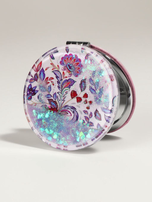 Цена за 2 шт. Зеркало складное Цветы, d=7.2 см, с увеличением х2, сиреневое - Qf фото 2