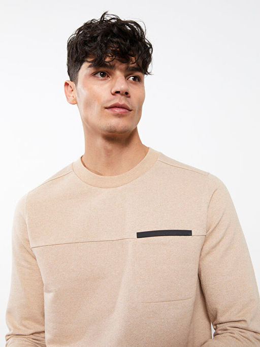 Bisiklet Yaka Uzun Kollu Erkek Sweatshirt