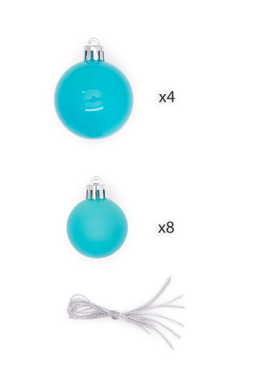 Набор новогодних шаров микс (12 шт) SF-8001, голубой №6 - Больше подарков фото 6
