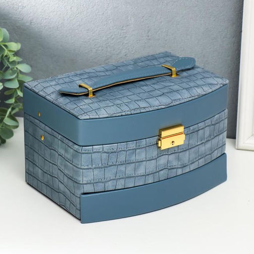 Шкатулка кожзам для украшений сундучок Карамель питон комбинированная 13х15х21,5 см - Simaland фото 6