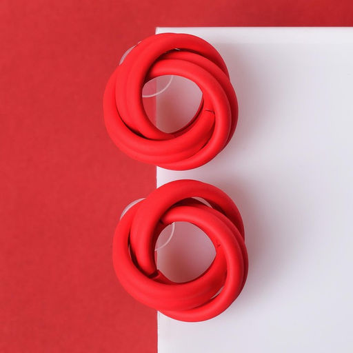 Серьги металл «Атмосфера» витые, цвет красный