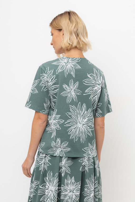 ЕП 30098/зеленый,крупные астры фуфайка жен