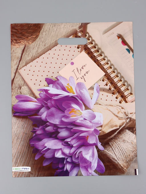 Цена за 25 шт. Пакет "Крокусы, полиэтиленовый с вырубной ручкой, 37х46 см, 30 мкм