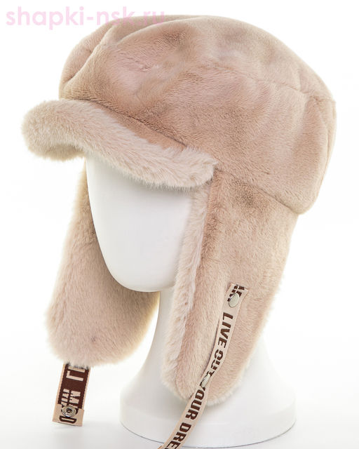 Роберта с ушками экомех пума+экомех ласка Кепка женская флис (56-57)