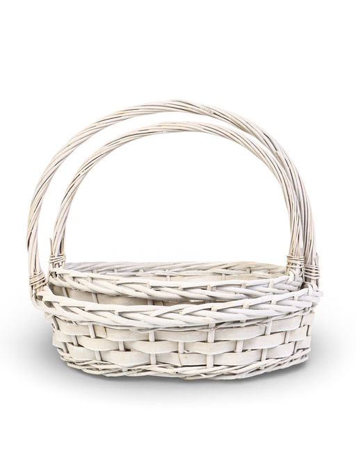 Корзина плетёная для хранения Alba, с ручкой, белая, набор 2 шт.