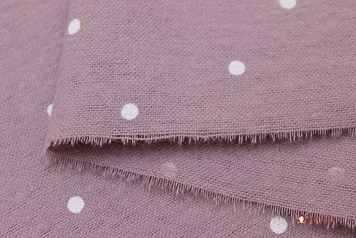 Теплый хлопок Россыпь белого гороха (4мм) на св.серо-лиловой дымке-2, ш.1.5м, хл-100%, 160гр/м.кв - Купава фото 6