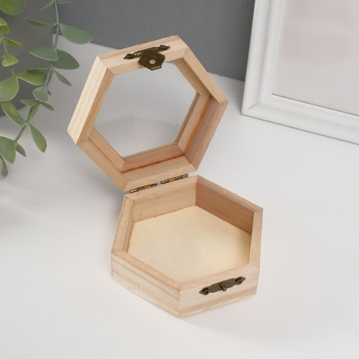 Шкатулка для росписи дерево «Многогранник со стеклянной вставкой», для творчества, декора, 10×9×4.5 см