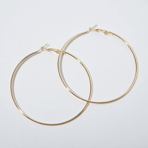 Серьги кольца Классика d=7 см, цвет золото - Queen fair фото 3