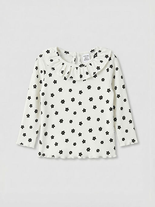 ?i?ek Desenli K?z Bebek Bluz ve Tayt