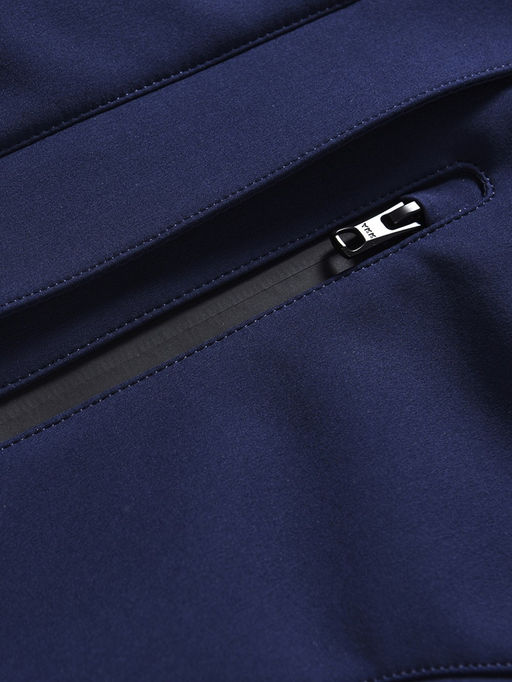 Парка женская софтшелл виндстоппер удлинённая с капюшоном темно-синего цвета 9618_1TS