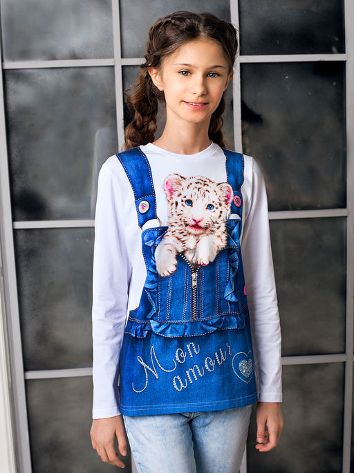 Футболка длинный рукав "Викки",белый