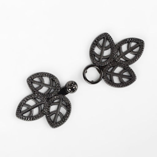 Цена за 2 шт. Декоративная застёжка «Листья», 5,5 × 2,6 см, цвет чёрный