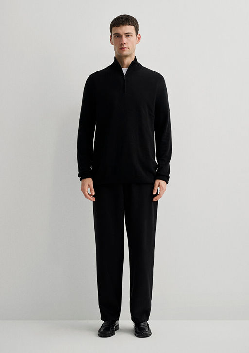 Yar? Fermuarl? Dik Yaka Siyah Kazak - Mavi фото 3