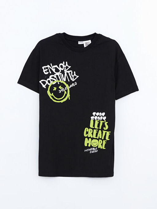 Bisiklet Yaka SmileyWorld Bask?l? Erkek ?ocuk Ti??rt