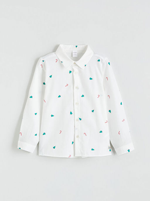 Regular Fit Bask?l? Erkek ?ocuk G?mlek