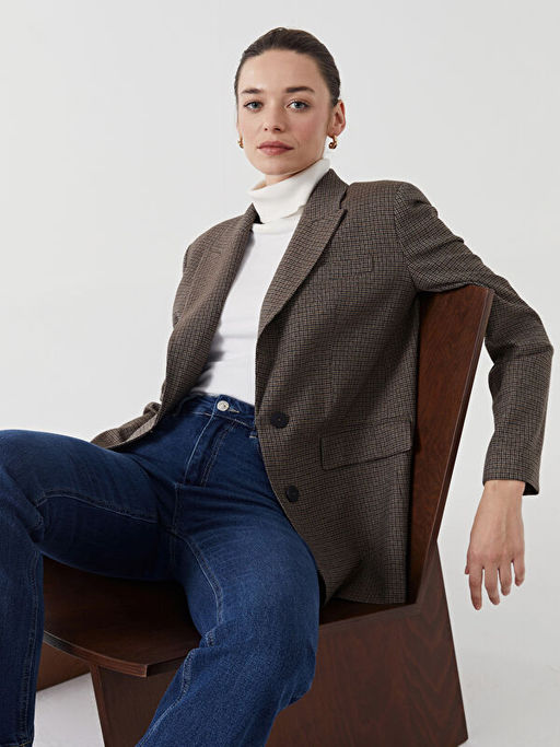 Ekose Kad?n Blazer Ceket