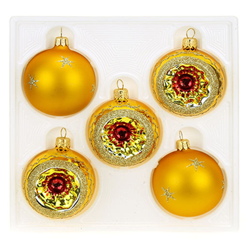 Елочная игрушка шар стеклянная Орбита д6см, ручная художественная роспись, подарочная упаковка, набор 5шт (Россия) - Домашняя мода фото 3