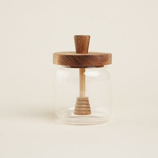 Баночка для мёда SL Home «Южная акация», 450 мл, 9×13.5 см, с крышкой и ложкой, стекло, прозрачная