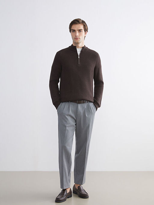 Dik Yaka Uzun Kollu Erkek Triko Kazak