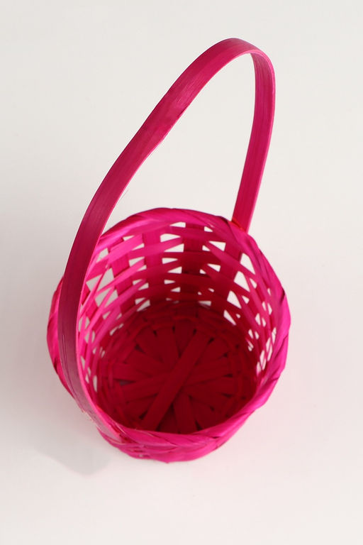 Цена за 2 шт. Корзина плетёная для хранения, 13×13×9.5 см, ручка h=21 см, бамбук, розовая, Greengo