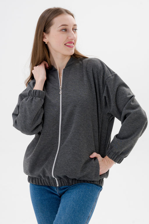 Бомбер из коттон фита антрацит - Амадэль фото 10