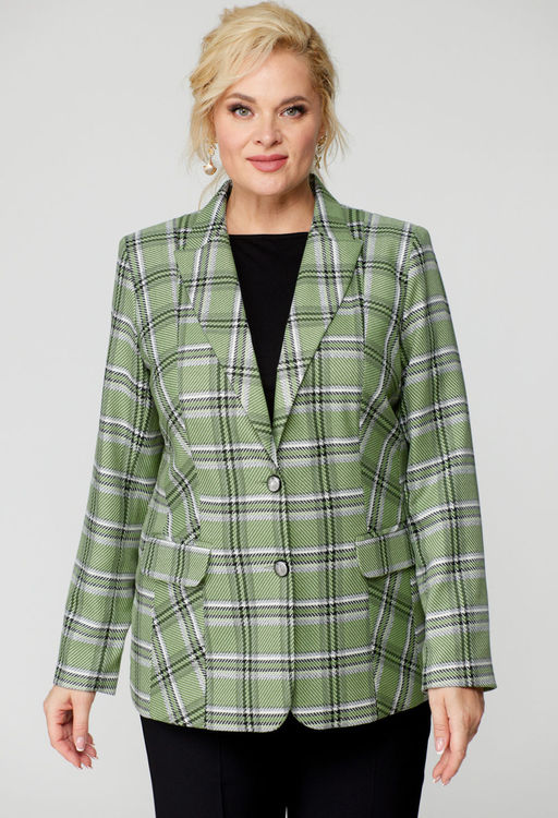 Жакет БелЭльСтиль 203 зеленая клетка